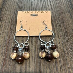 Erica Lyons Silver Brown Chandelier Earrings
